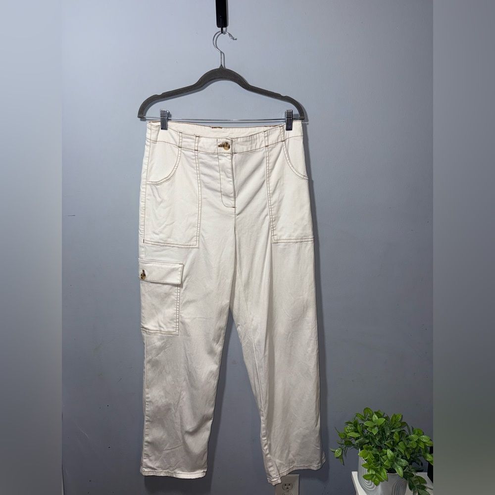 Joie Women's Stretch Slim High Rise White Cargo Pants Size 10 EUC